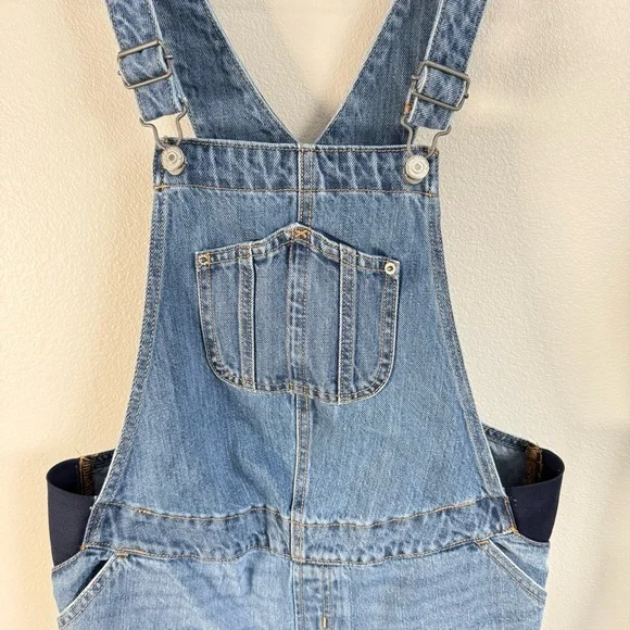Old Navy Maternity‎ Blue Denim Overall Shorts Women's Size Small - Picture 2 of 6